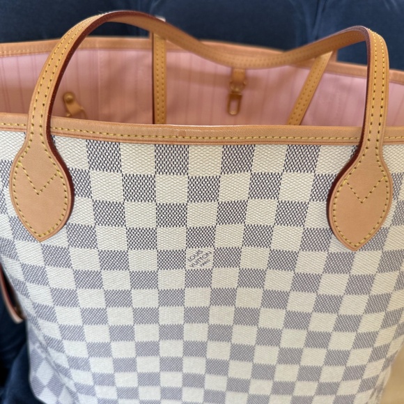 SOLD - Louis Vuitton Neverfull MM Damier Azur Tote Rose Ballerine Pink Lining - Picture 7 of 16